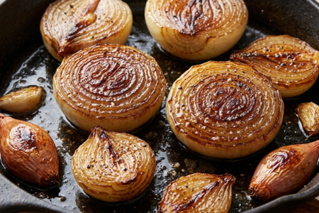 Cebolas assadas e caramelizadas