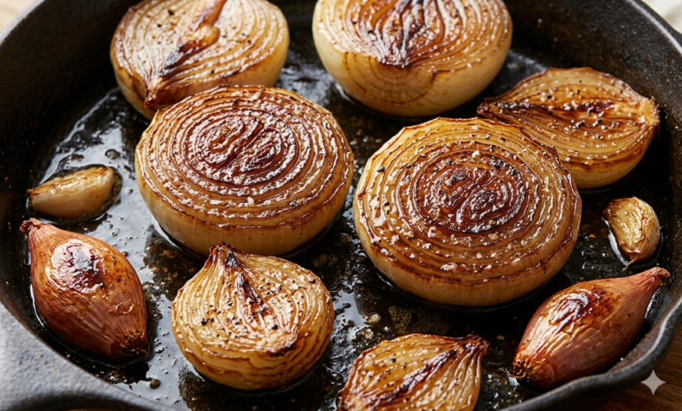 Cebolas assadas e caramelizadas