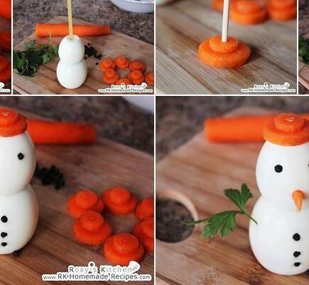 Egg And Carrot Snowman 435x401
