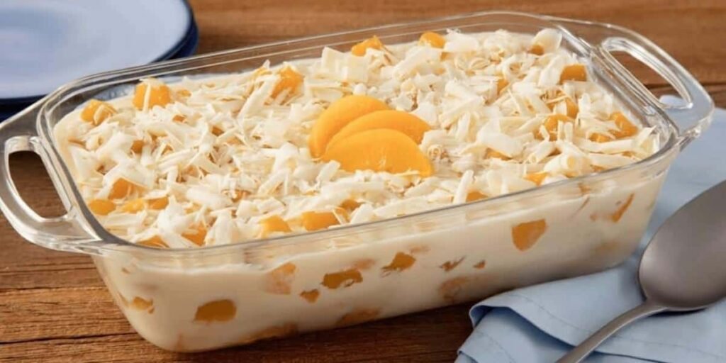 Mousse de pêssego com gelatina