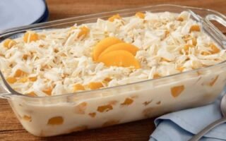 Mousse de pêssego com gelatina