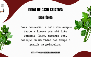 DESCUBRA COMO CONSERVAR SALSINHA
