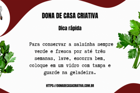 DESCUBRA COMO CONSERVAR SALSINHA
