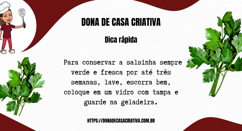 DESCUBRA COMO CONSERVAR SALSINHA