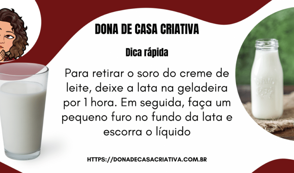 Como tirar o soro do creme de leite COMO TIRAR O SORO DO CREME DE LEITE