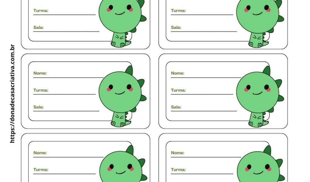 Etiquetas escolares para imprimir Etiqueta escolar dinossauro