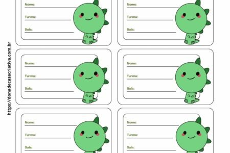 Etiqueta escolar dinossauro