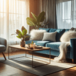 Decoração de sala com sofá azul Decoração de sala com sofá azul