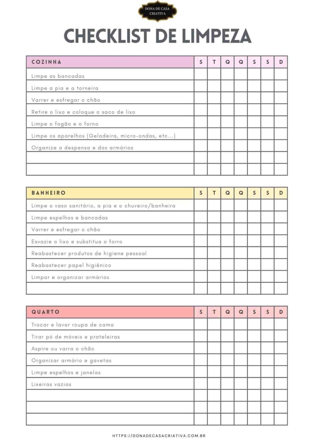 Checklist de Limpeza para imprimir