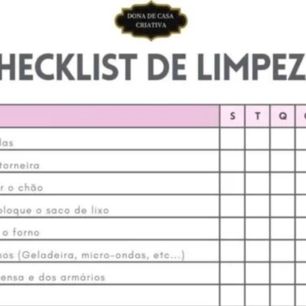 Checklist de Limpeza para imprimir