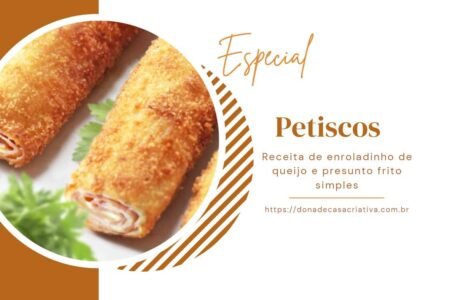 Receita de enroladinho de queijo e presunto frito simples