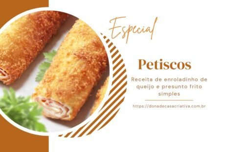 Receita de enroladinho de queijo e presunto frito simples