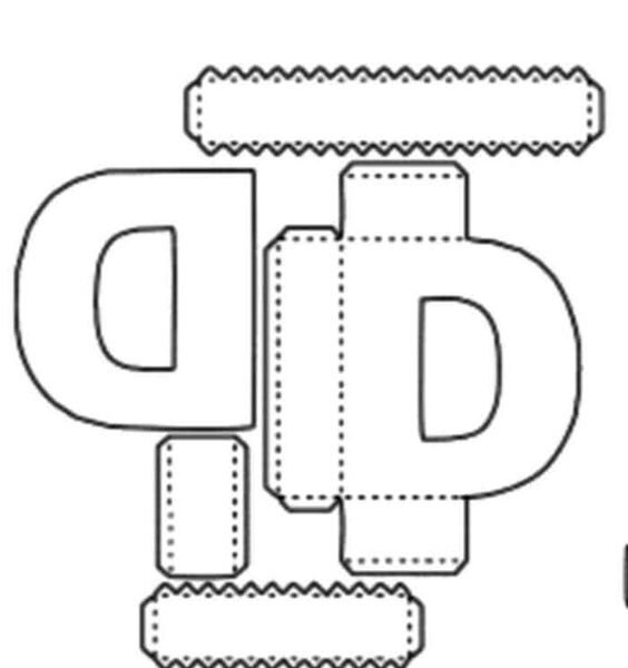 Molde de letra 3d para imprimir Letra D Molde de letra 3d para imprimir Letra D