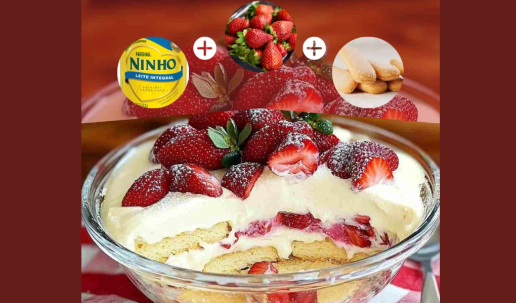 Pavê de Leite Ninho com Morangos Pavê de Leite Ninho com Morangos