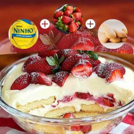 Pavê de Leite Ninho com Morangos