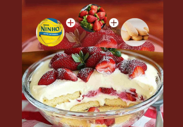Pavê de Leite Ninho com Morangos