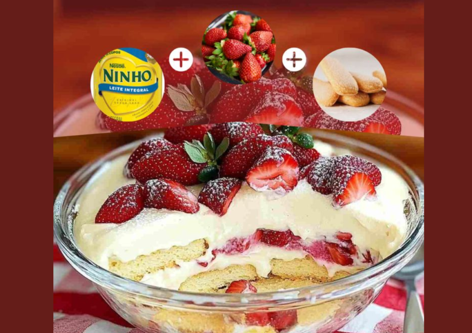 Pavê de Leite Ninho com Morangos