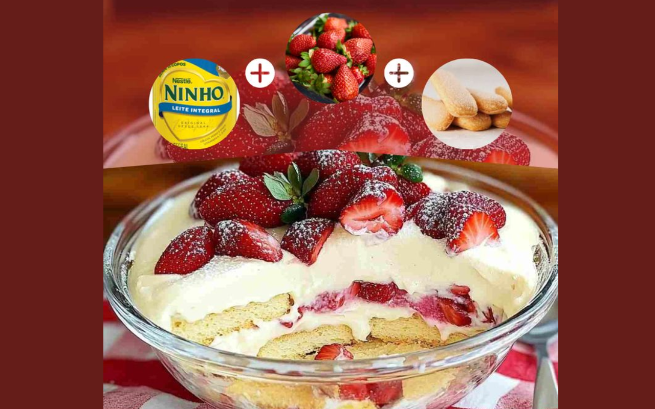 Pavê de Leite Ninho com Morangos