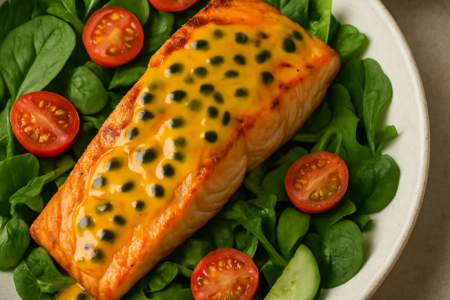 Salmão Grelhado com Maracujá Uma Receita Leve e Sofisticada Salmão grelhado com molho de maracujá