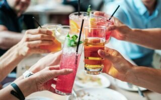happy holidays, cocktails, drinks, alcohol, alcoholic, glass, beverage, nature, party, alcoholic drinks, cold, restaurant, liquor, celebration, drinking, summer, fresh, juice, red, refreshment, saluting, straws