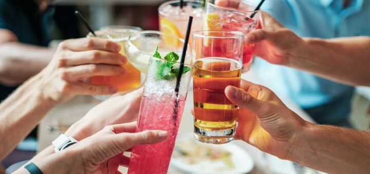 happy holidays, cocktails, drinks, alcohol, alcoholic, glass, beverage, nature, party, alcoholic drinks, cold, restaurant, liquor, celebration, drinking, summer, fresh, juice, red, refreshment, saluting, straws