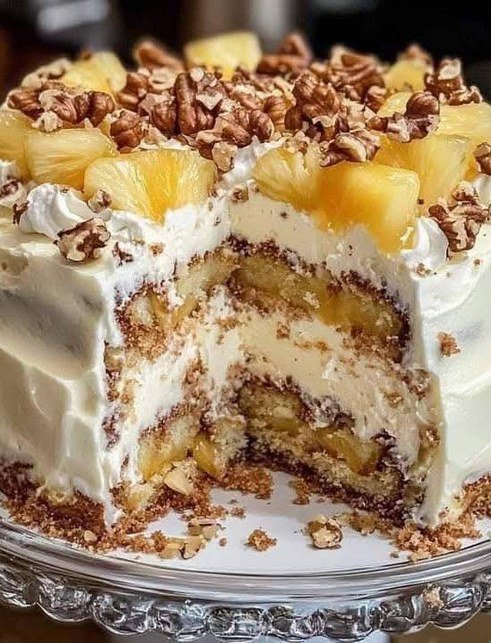 Bolo de Abacaxi com Nozes