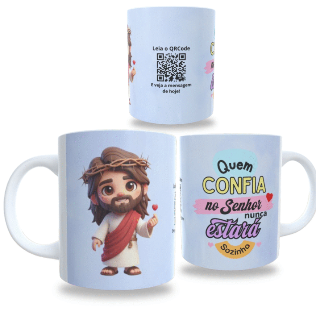 Caneca interativa com qr code Jesus fofo Monand