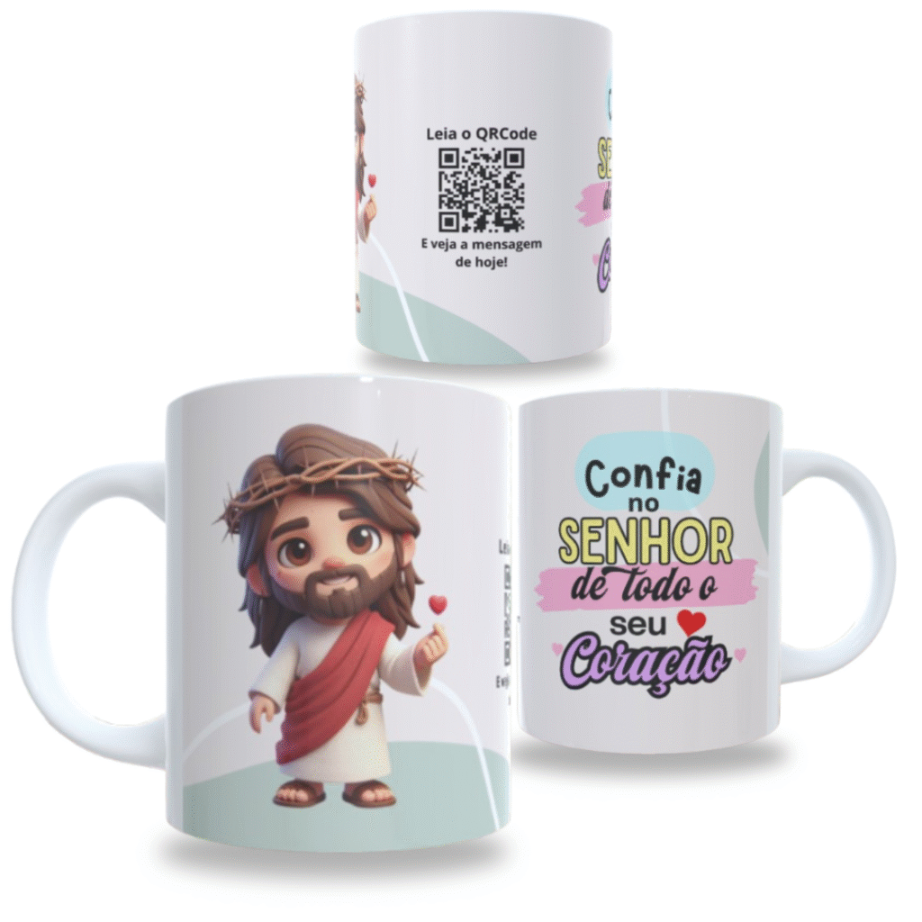 Caneca interativa com qr code Jesus fofo Monand