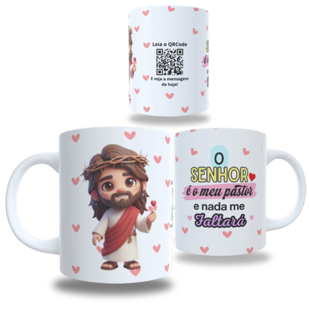 Caneca interativa com qr code Jesus fofo Monand
