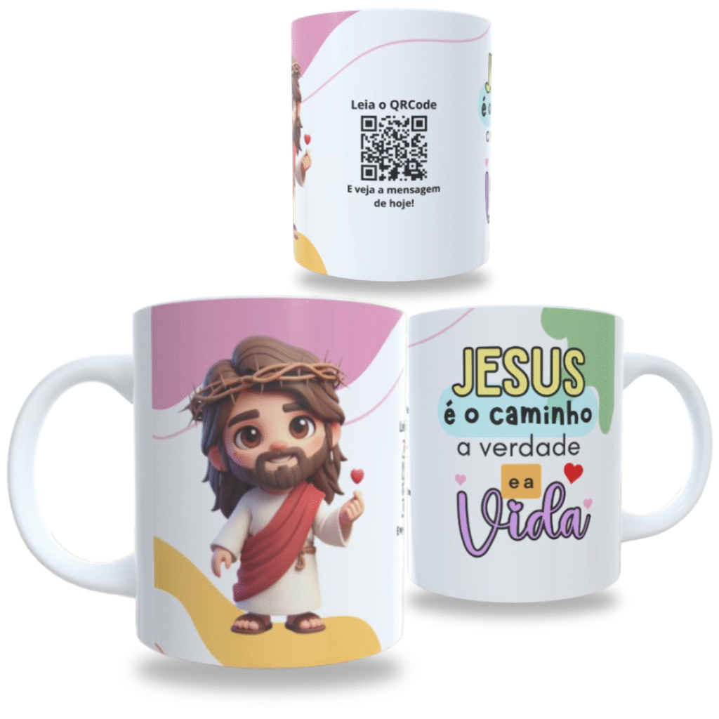 Caneca interativa com qr code Jesus fofo Monand