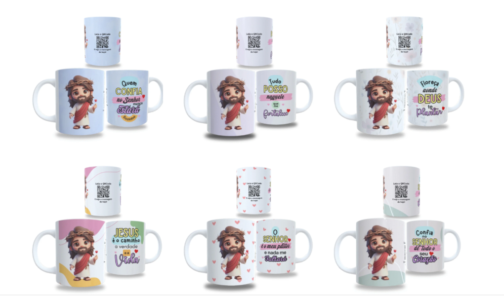 Caneca interativa com qr code Jesus fofo Monand