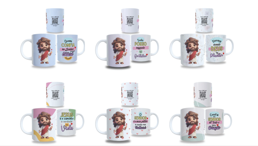 Caneca interativa com qr code Jesus fofo Monand