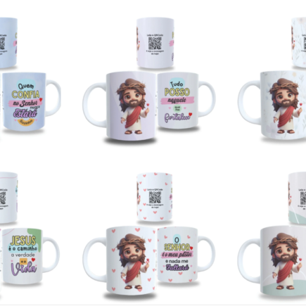 Caneca interativa com qr code Jesus fofo Monand