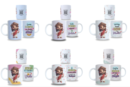 Caneca interativa com qr code Jesus fofo Monand