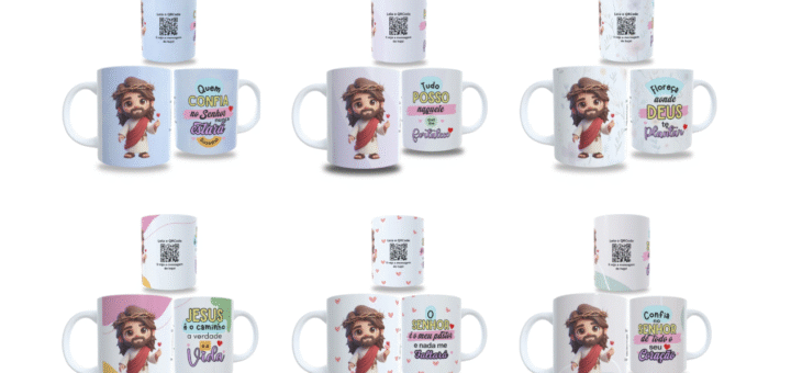Caneca interativa com qr code Jesus fofo Monand