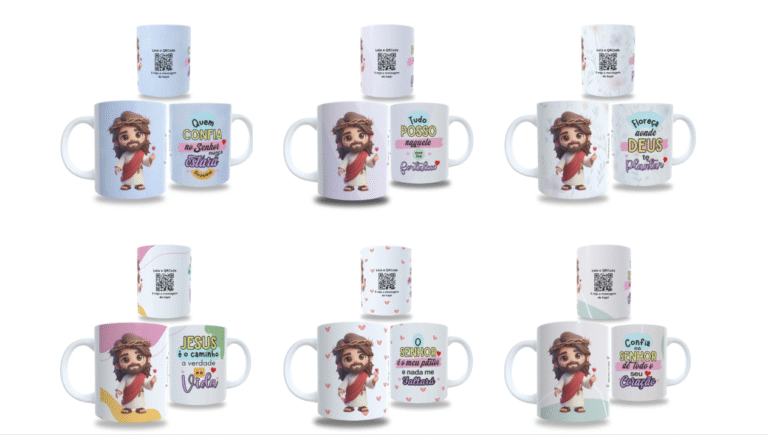 Caneca interativa com qr code Jesus fofo Monand