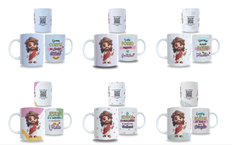 Caneca interativa com qr code Jesus fofo Monand