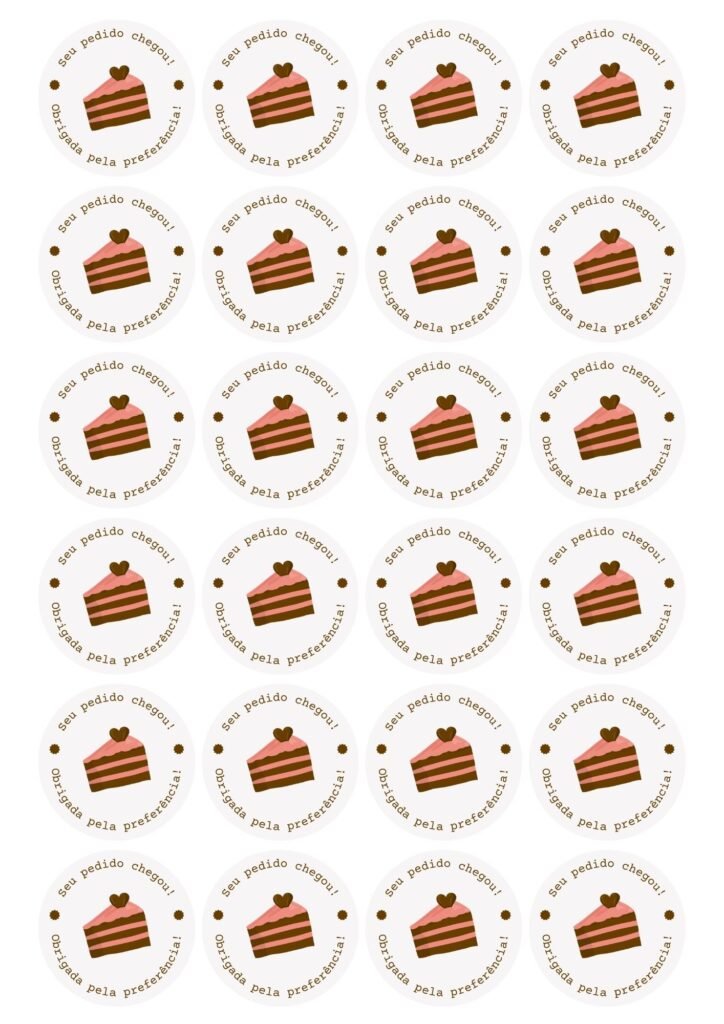 A4 etiqueta adesiva seu pedido chegou ludico rosa e marrom 1 Etiquetas para bolo de pote para imprimir