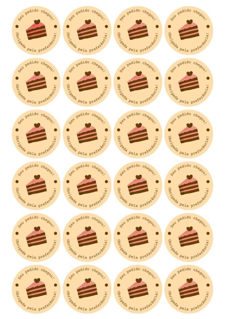 A4 etiqueta adesiva seu pedido chegou ludico rosa e marrom 2 Etiquetas para bolo de pote para imprimir