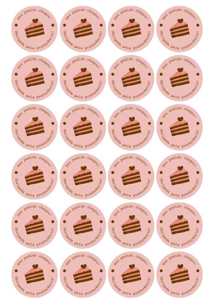 A4 etiqueta adesiva seu pedido chegou ludico rosa e marrom 3 Etiquetas para bolo de pote para imprimir